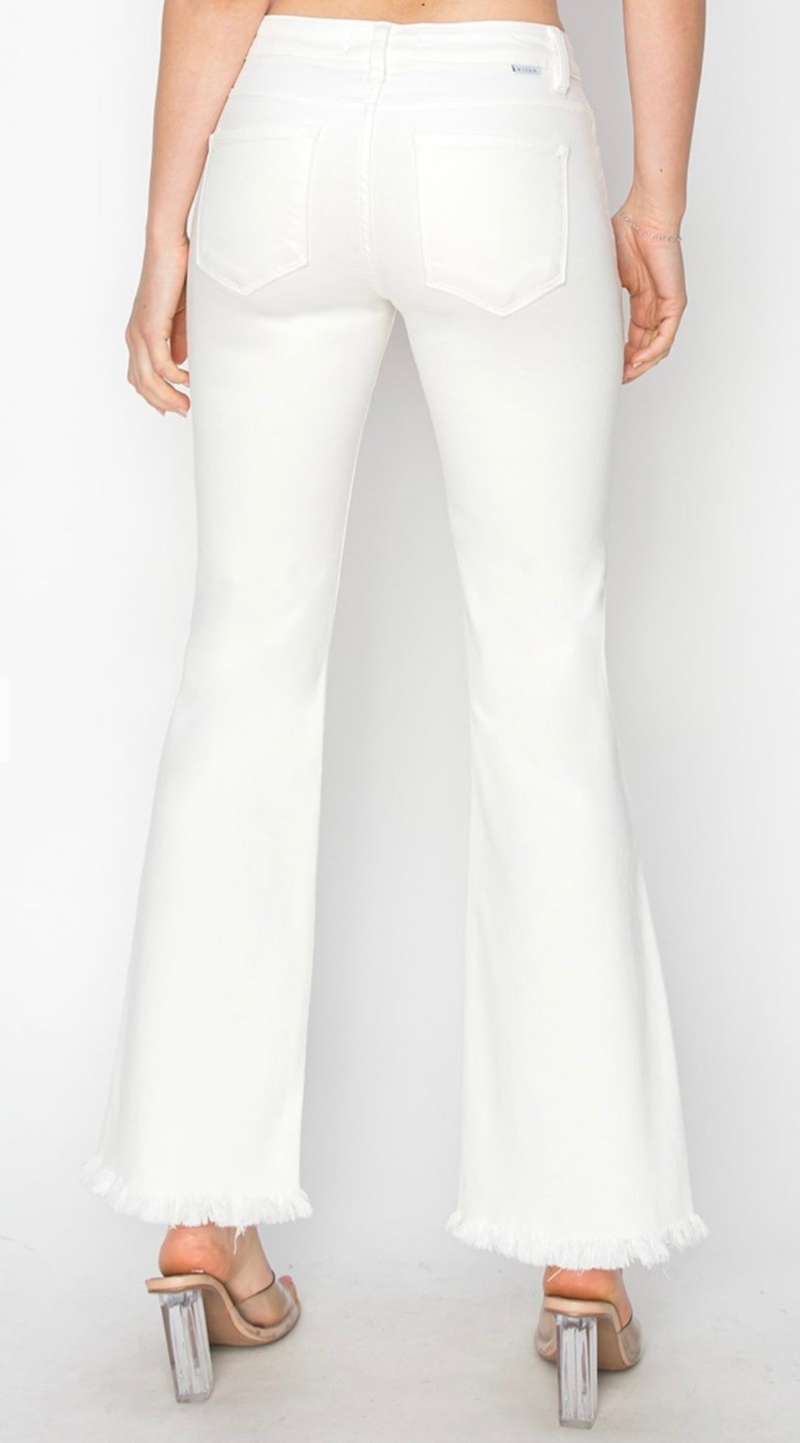 Cropped Flare White Jeans