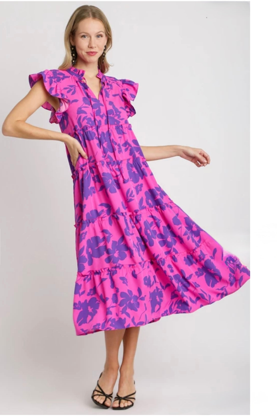 Umegee Floral Midi Dress Long