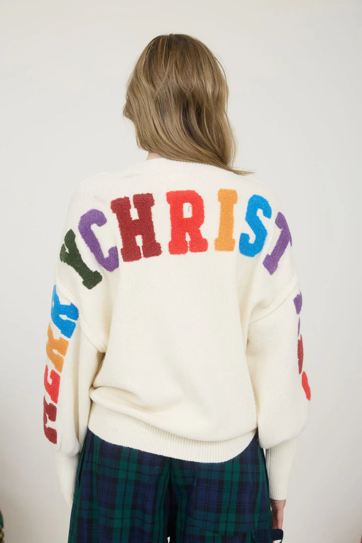 Varsity Letter Detail Merry Christmas Graphic Sweater