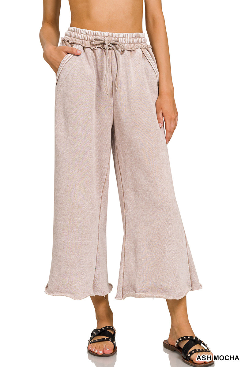 Acid Wash Fleet Palazzo Sweatpants