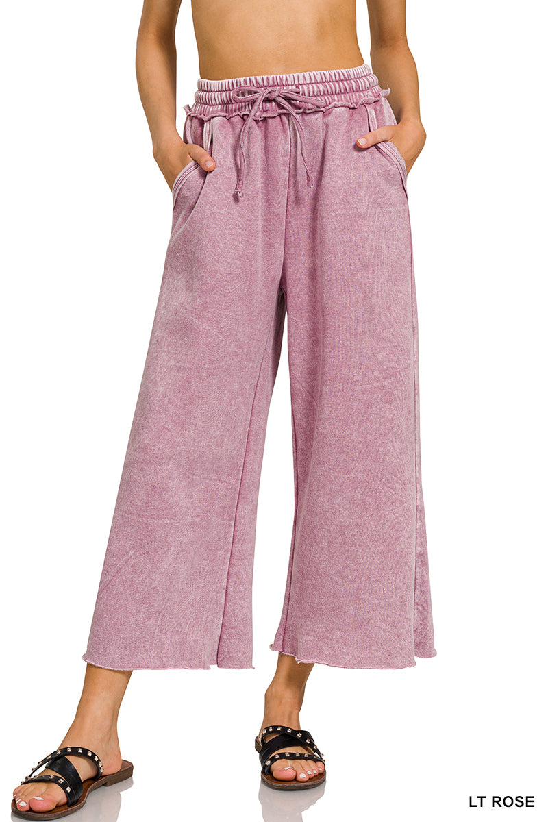 Acid Wash Fleet Palazzo Sweatpants