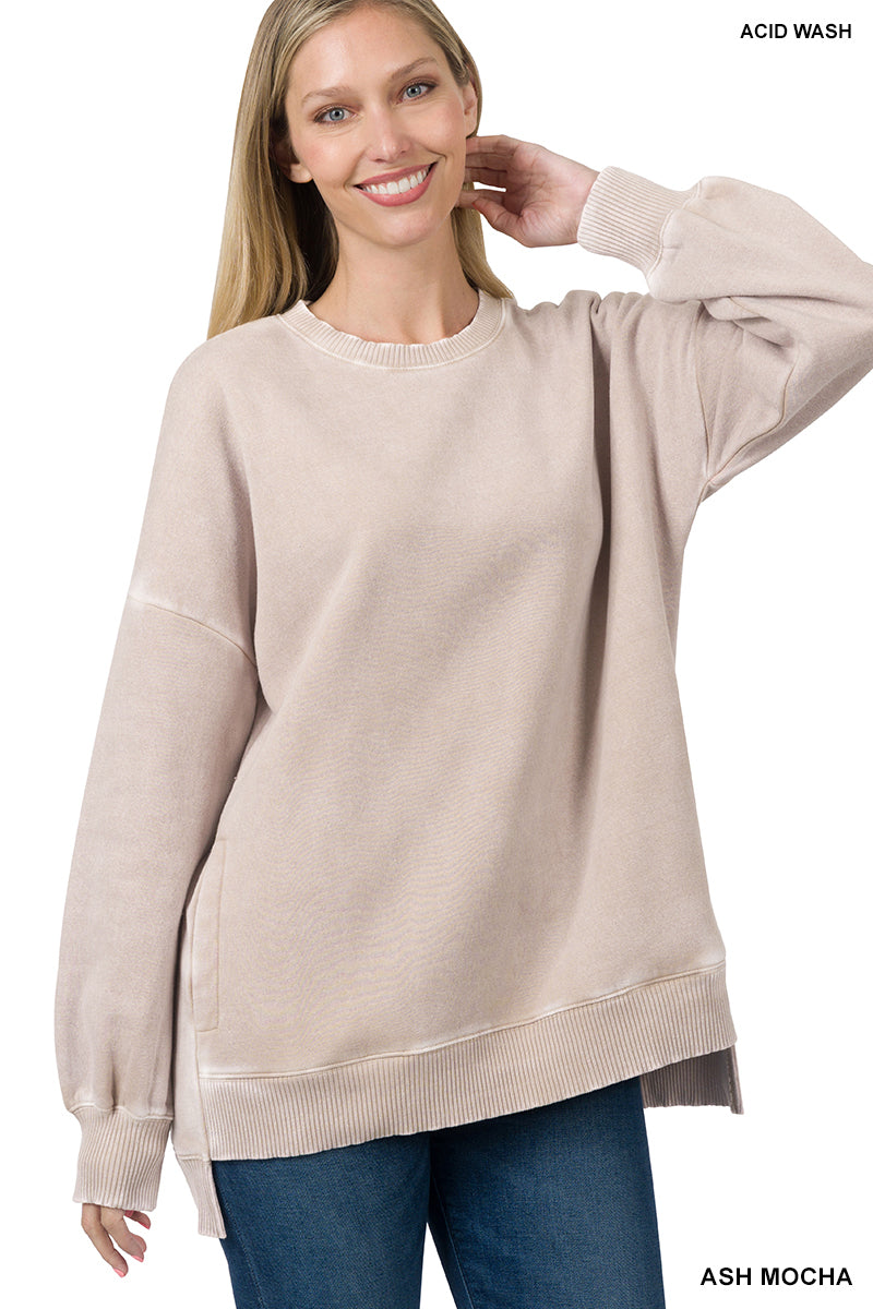 Acid Wash Fleece Pullover