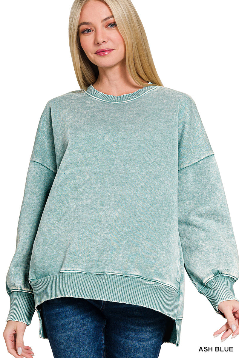 Acid Wash Fleece Pullover