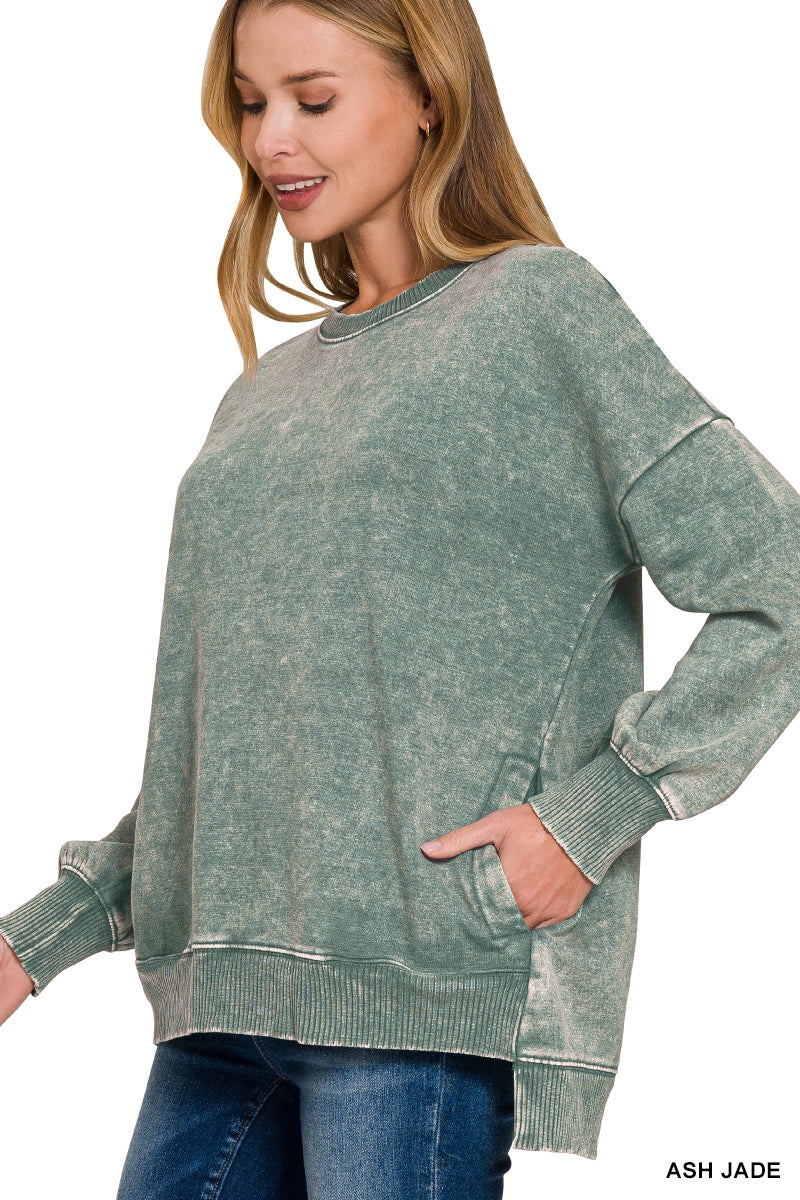 Acid Wash Fleece Pullover