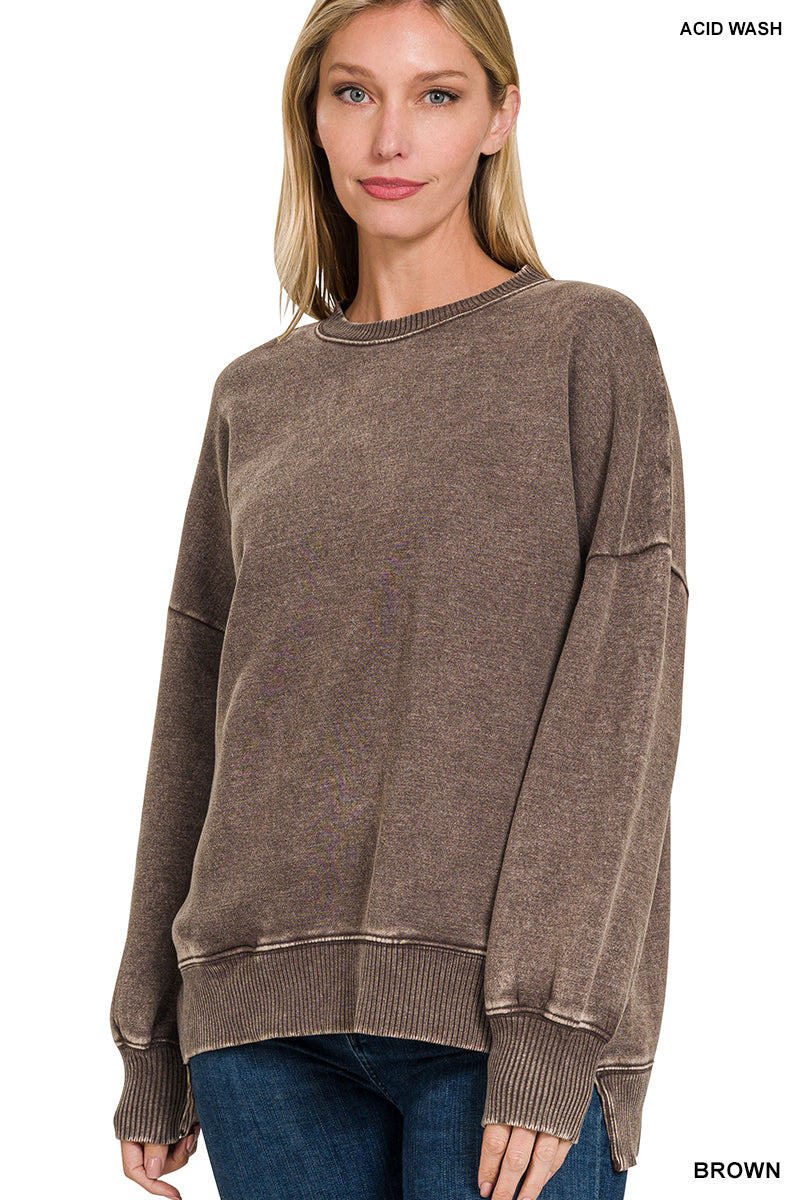 Acid Wash Fleece Pullover