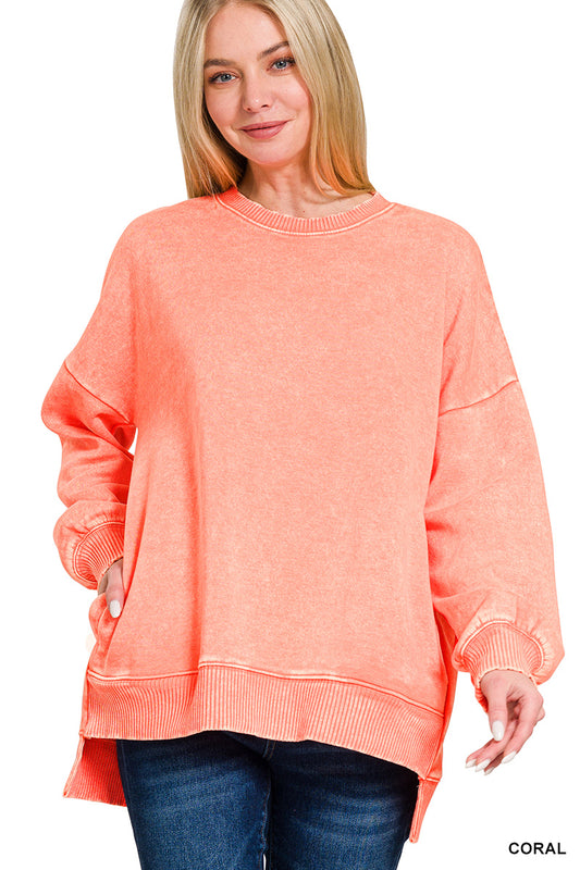 Acid Wash Fleece Pullover