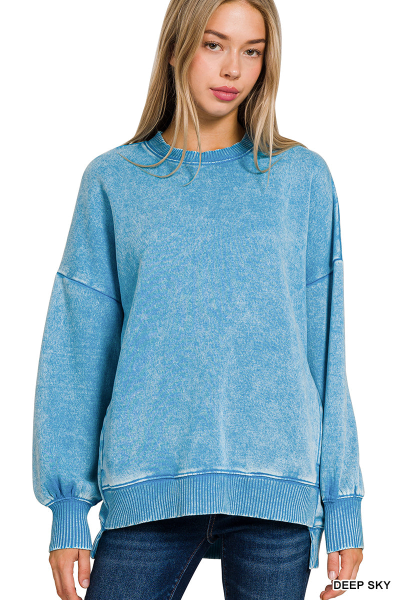 Acid Wash Fleece Pullover