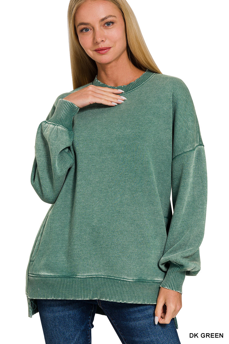 Acid Wash Fleece Pullover
