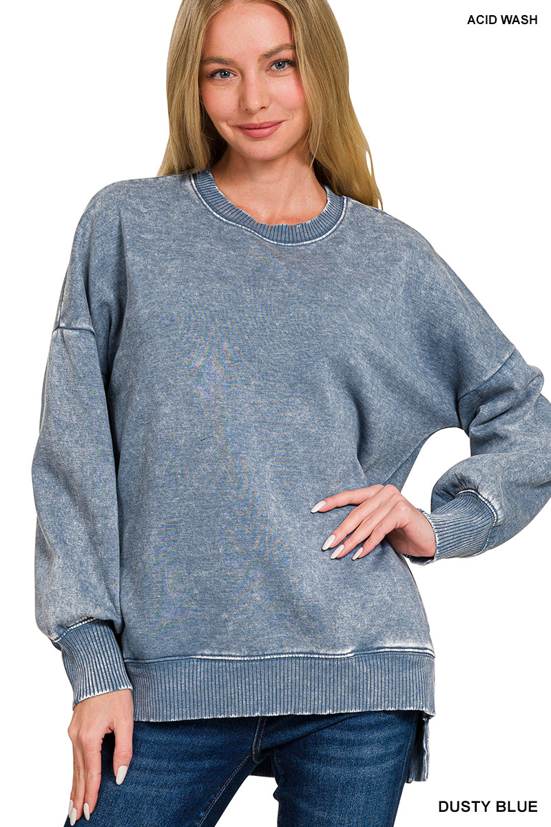 Acid Wash Fleece Pullover