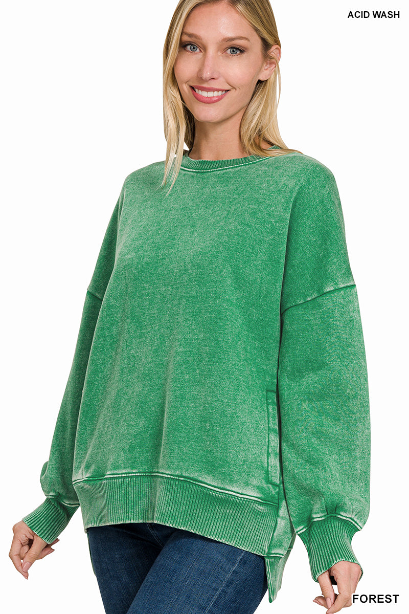Acid Wash Fleece Pullover