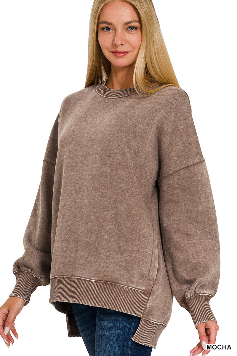 Acid Wash Fleece Pullover