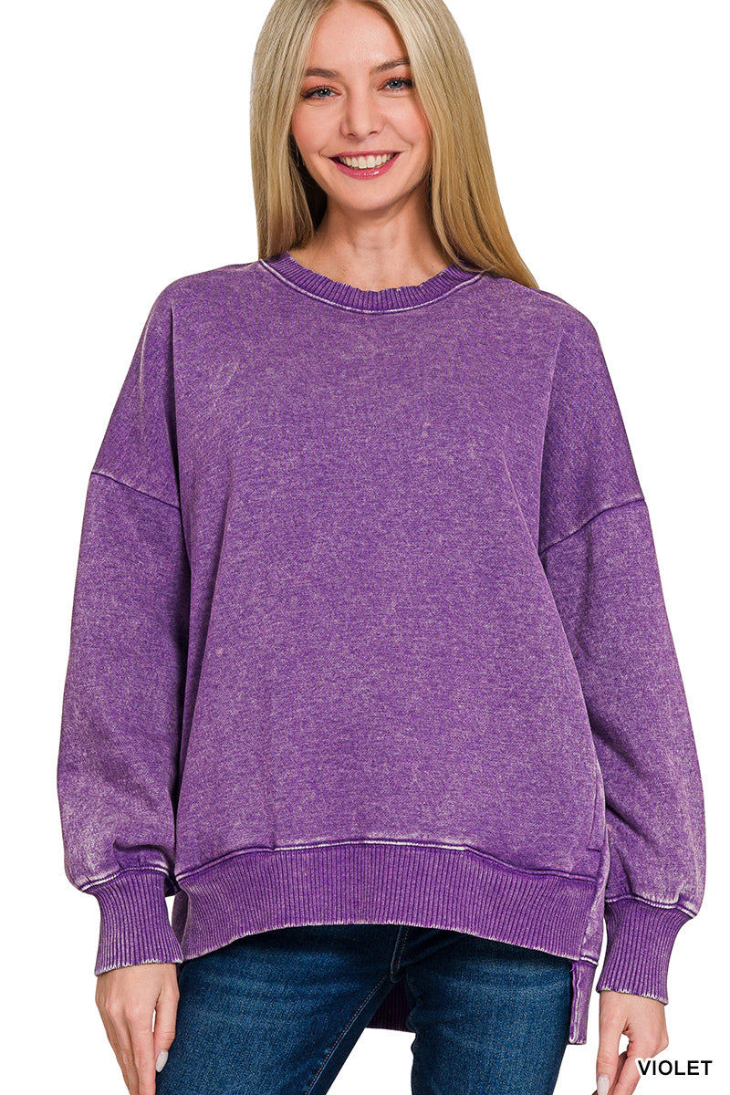 Acid Wash Fleece Pullover