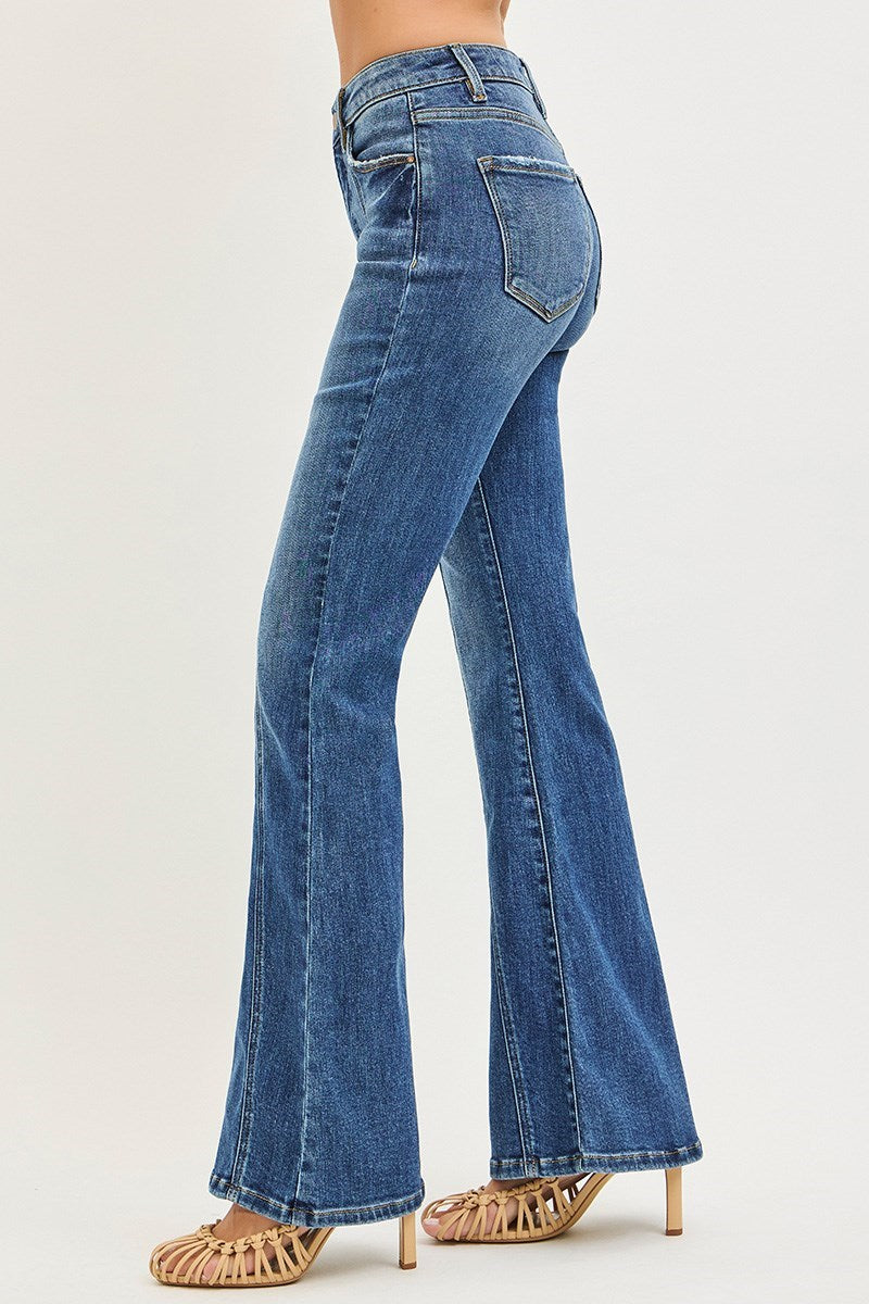 TC High Rise Flare Jeans With Seam Detail