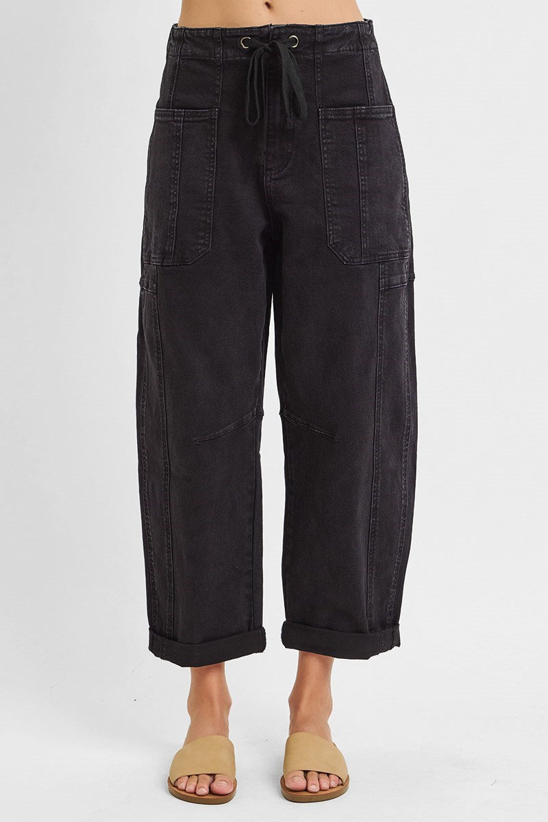 High Rise Crop Widen Barrel Cargo Pants