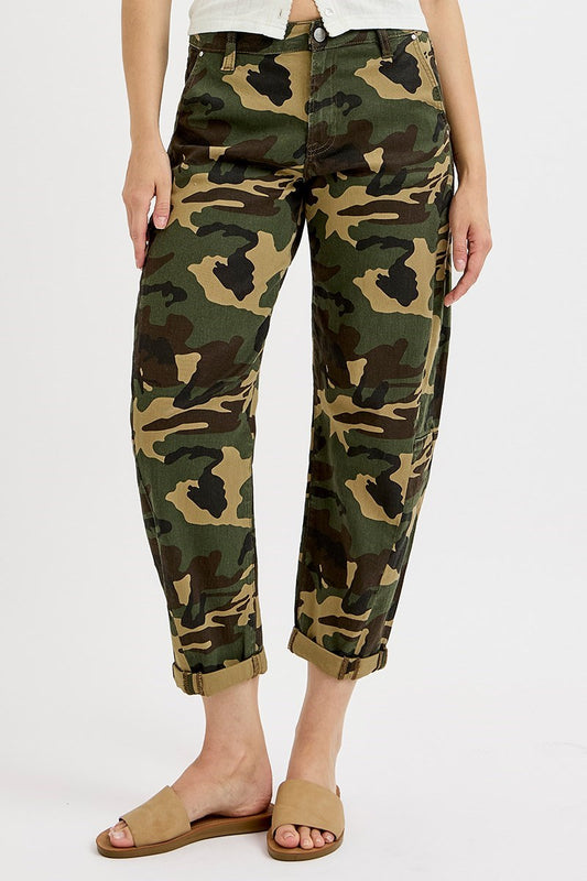 High Rise Barrel Roll Up Pants