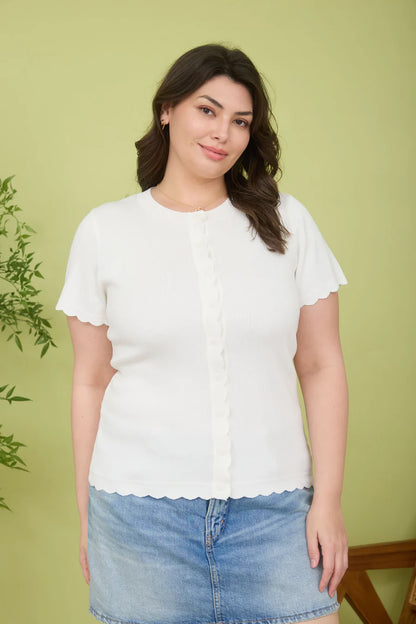 Blu Pepper Round Neckline Button Down Top