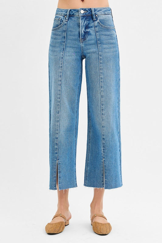 TC- Mid Rise Crop Wide Medium Jeans
