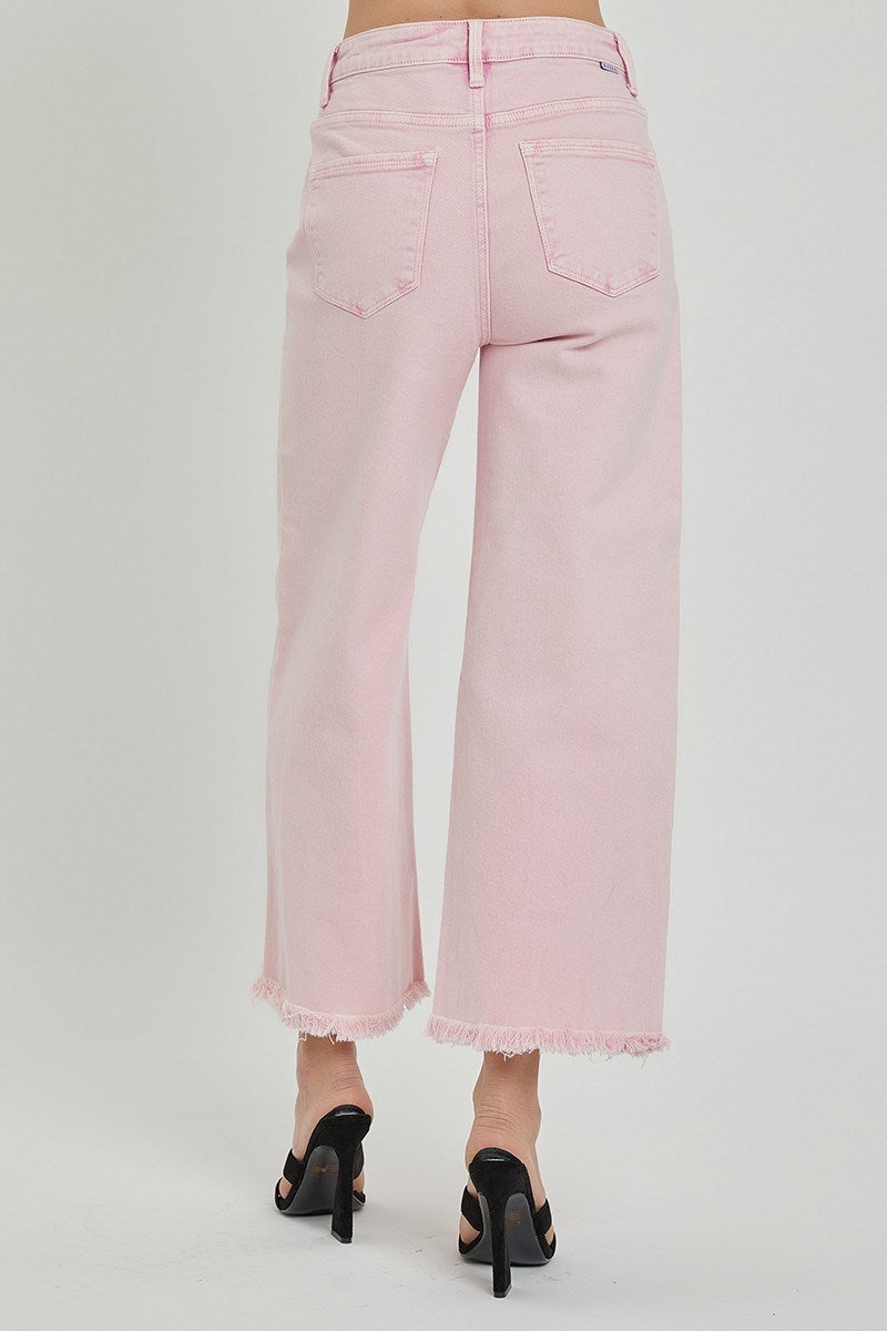 Plus- High Rise Crop Wide Pants