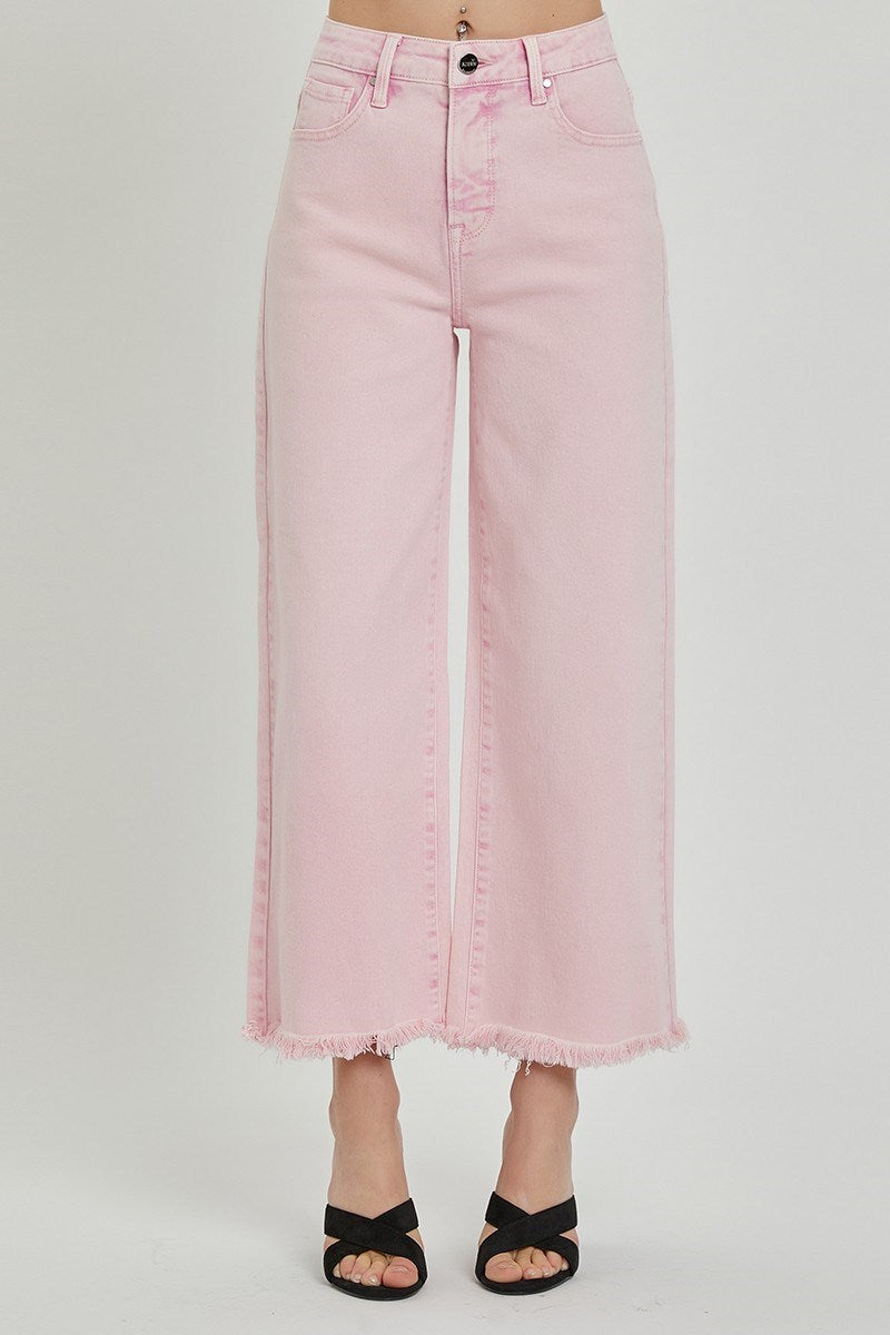 Plus- High Rise Crop Wide Pants