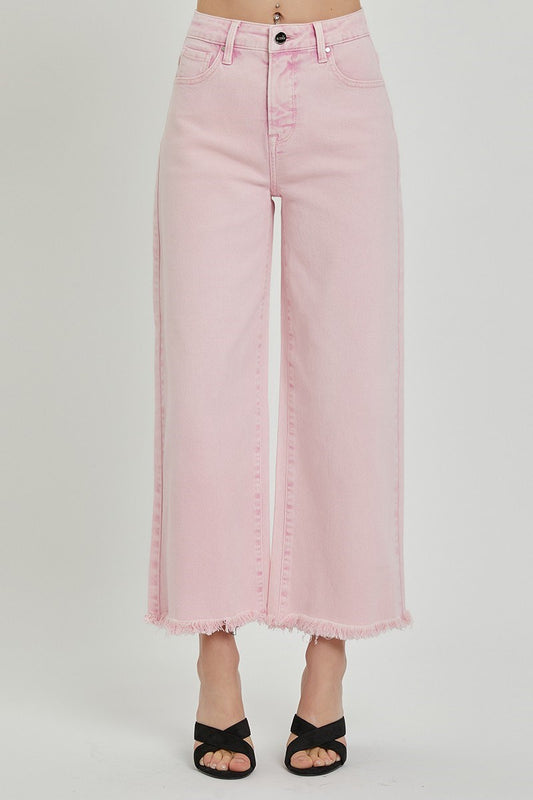 Plus- High Rise Crop Wide Pants