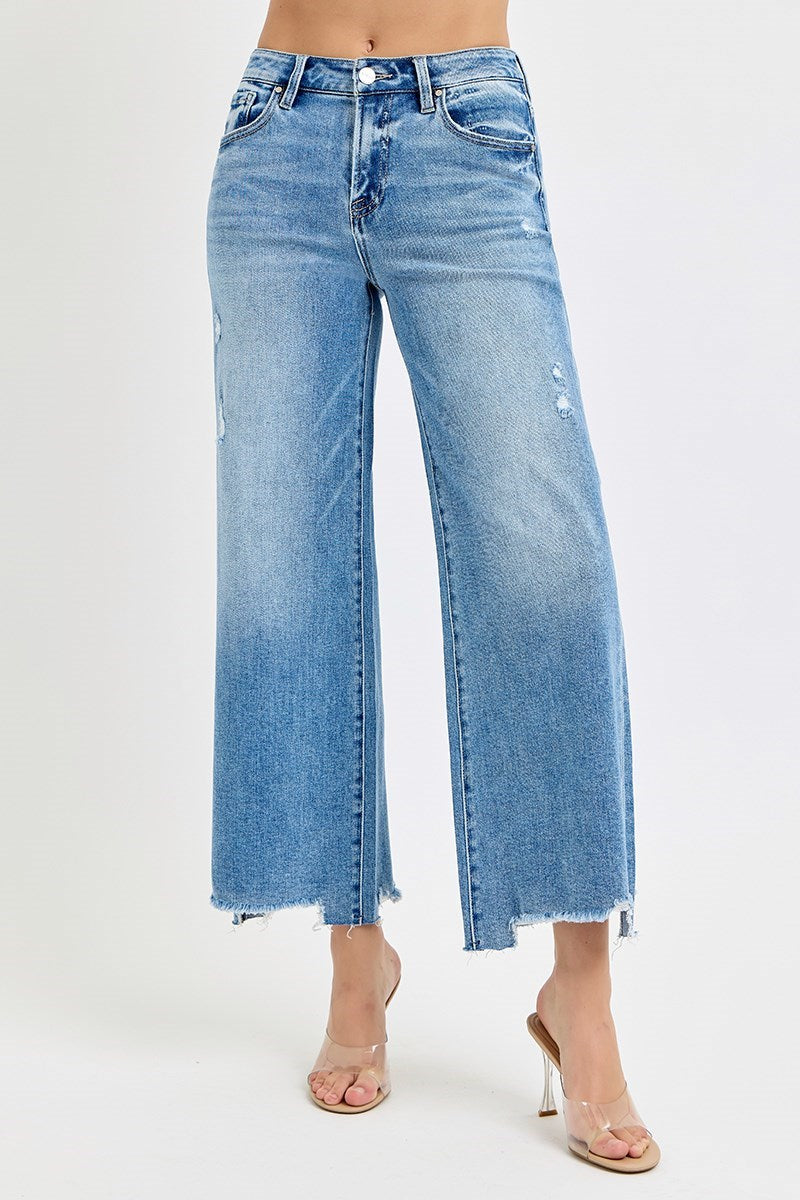 High Rise Crop Wide Leg Medium Jeans