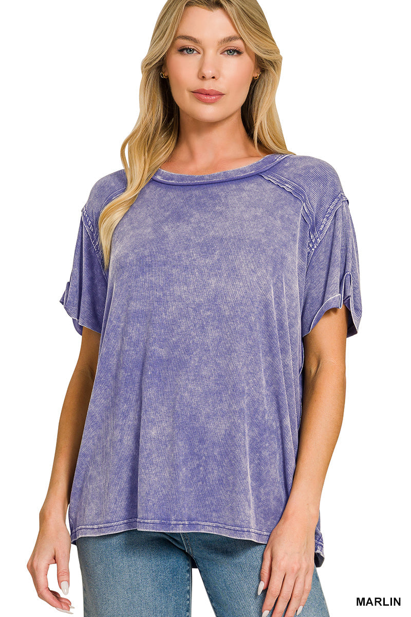 Marlin • Washed Ribbed Boat Neck Top