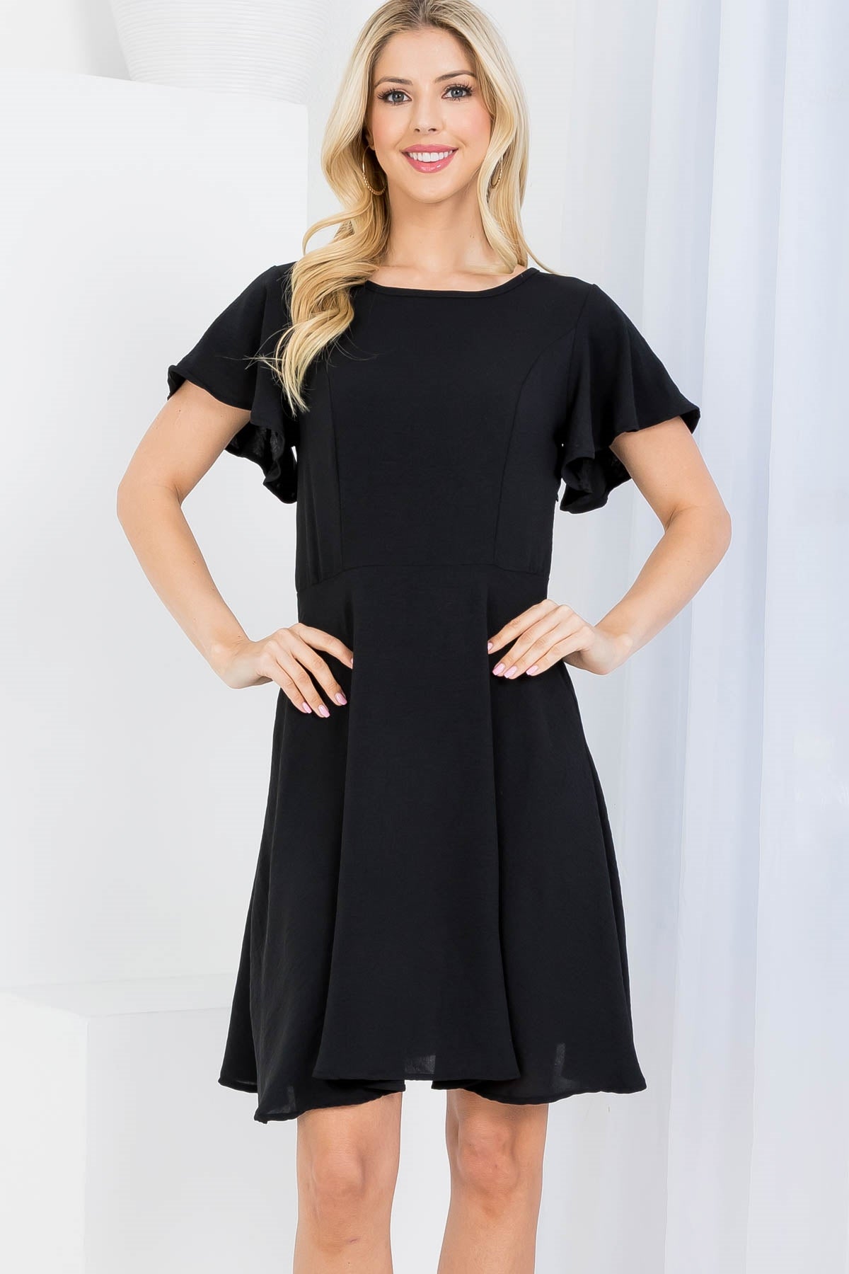 BB- Black Ruffle Sleeve Dress