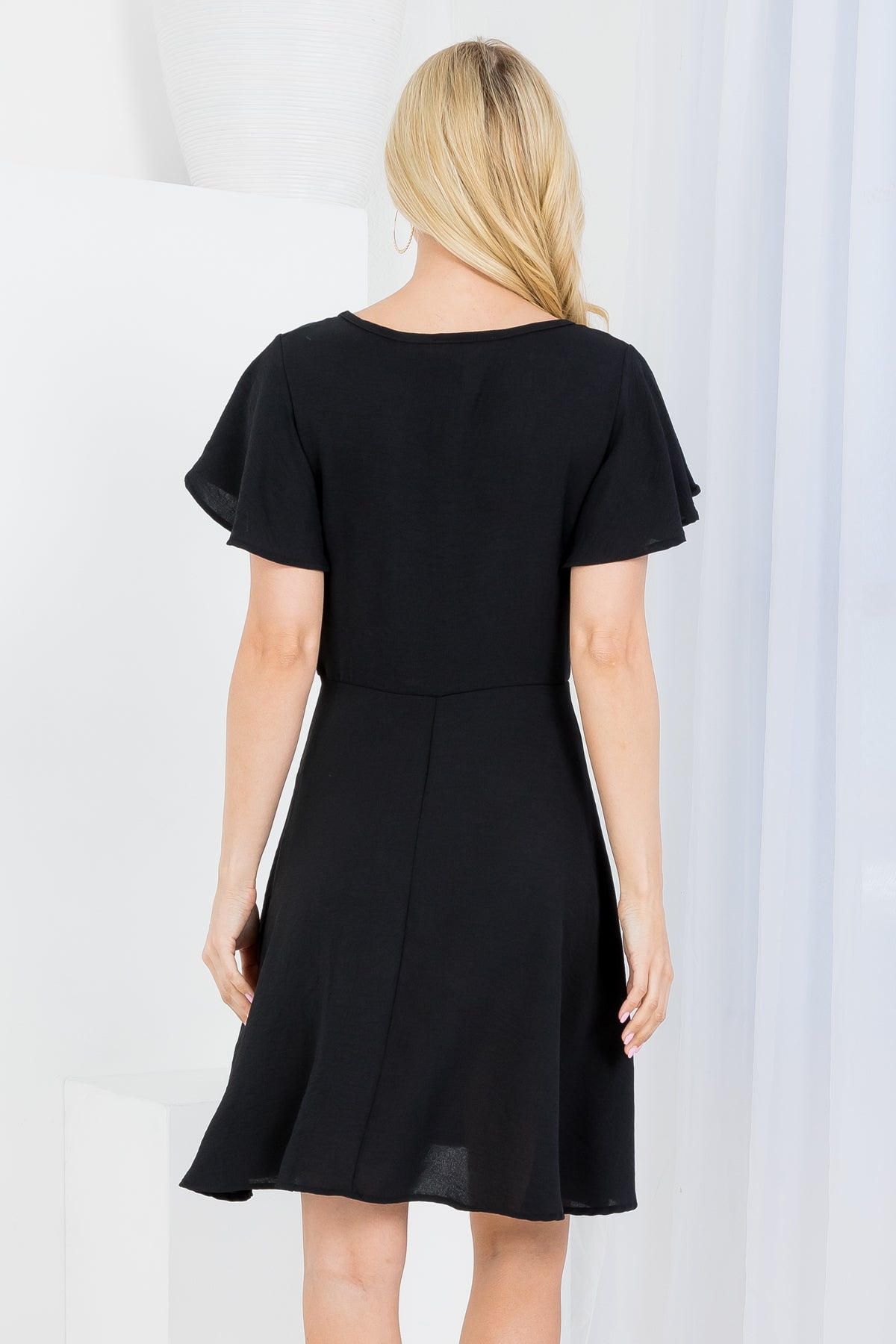 BB- Black Ruffle Sleeve Dress