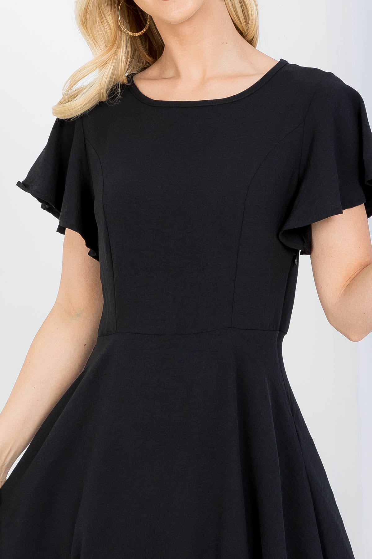 BB- Black Ruffle Sleeve Dress