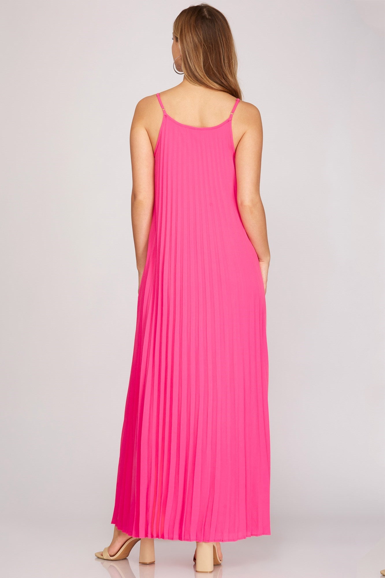 Pleated Woven Maxi Dress