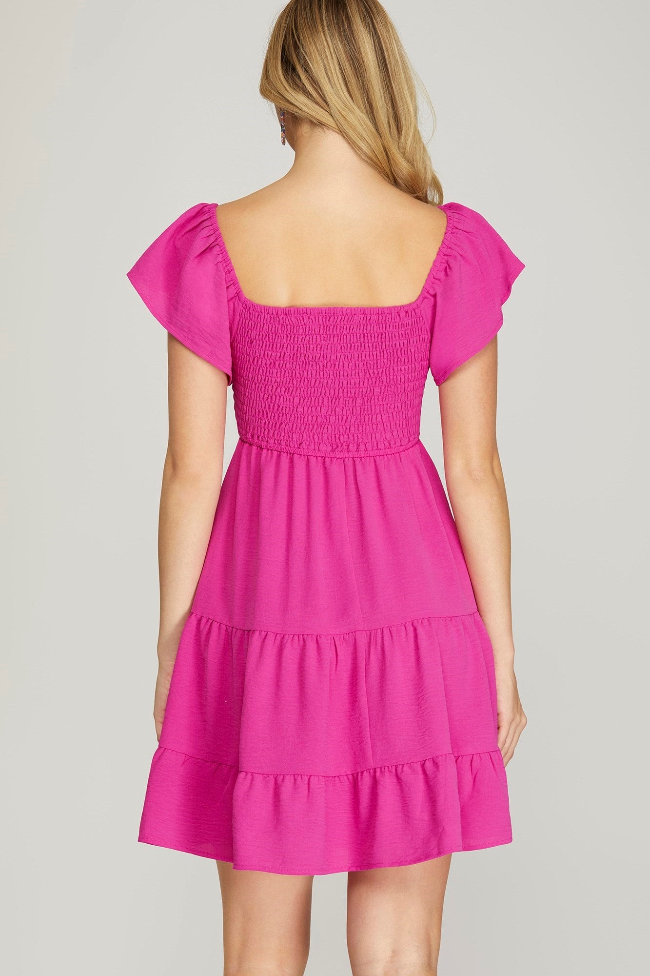 Flutter Sleeve Sweetheart Neck Dress
