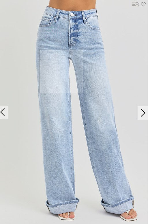 BB - TC-HIGH RISE-WIDE-CUFFED JEANS