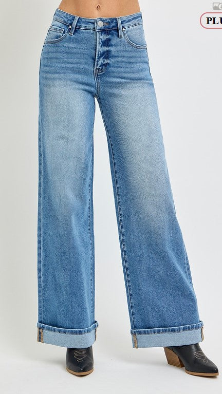 BB - TC-HIGH RISE-WIDE-CUFFED JEANS