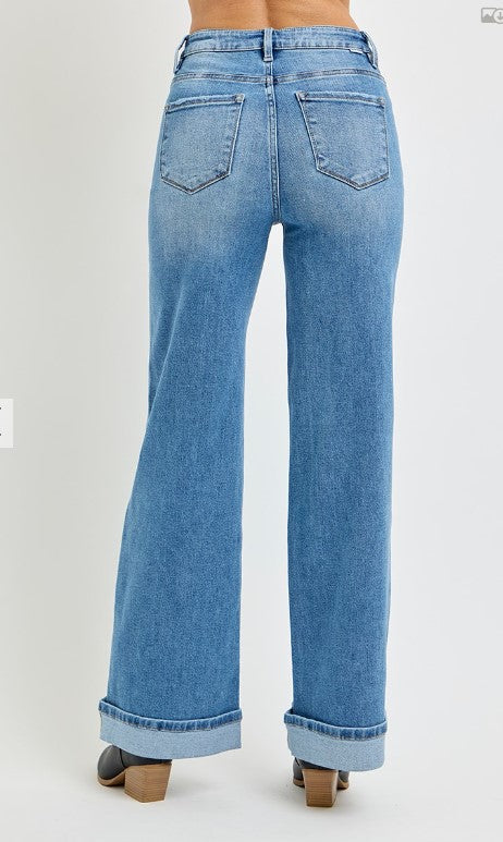 BB - TC-HIGH RISE-WIDE-CUFFED JEANS