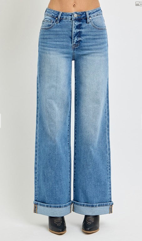 BB - TC-HIGH RISE-WIDE-CUFFED JEANS