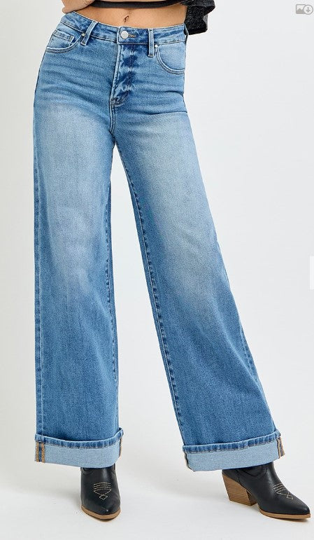 BB - TC-HIGH RISE-WIDE-CUFFED JEANS