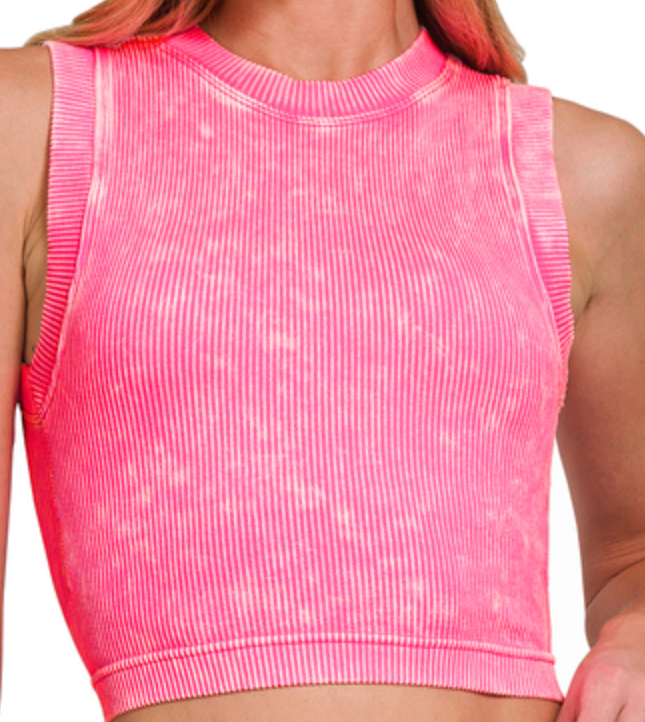 Zenana Ribbed Seamless Crop-top