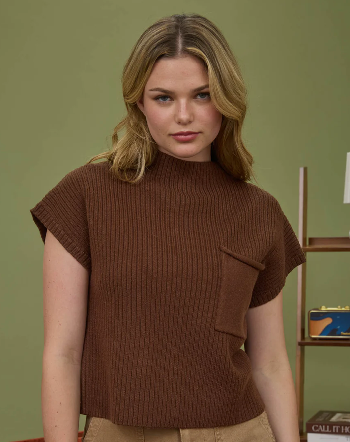 Mock neck short sleeve sweater