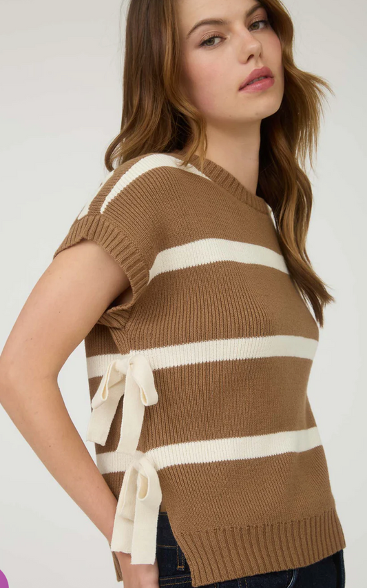 Stripe side tie sweater