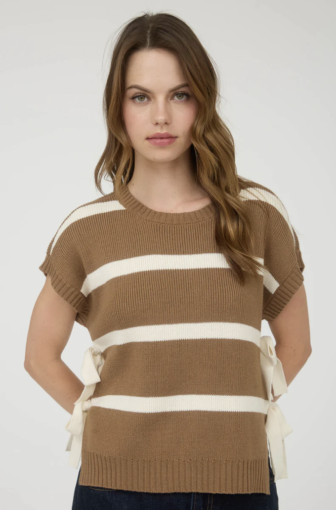 Stripe side tie sweater