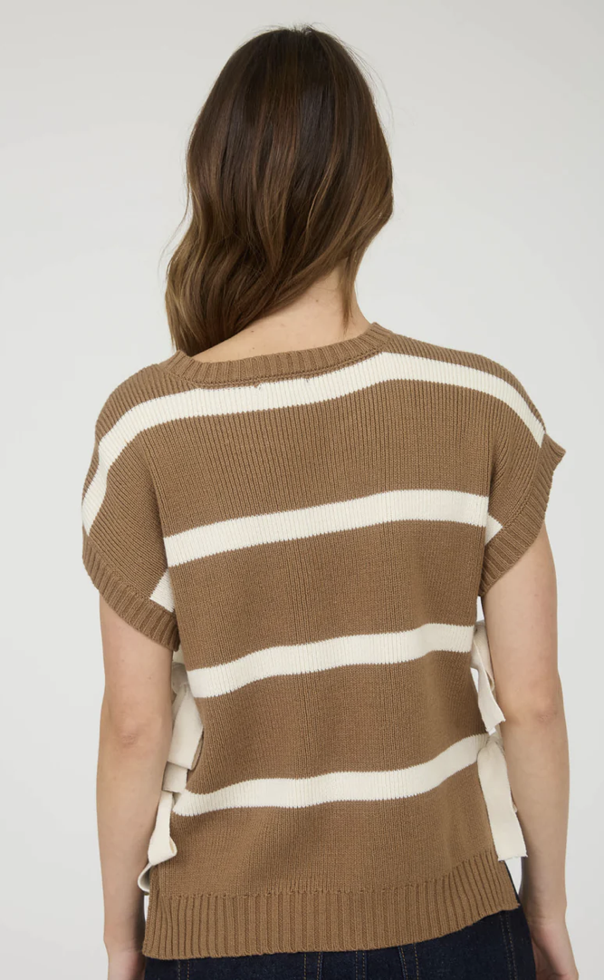 Stripe side tie sweater
