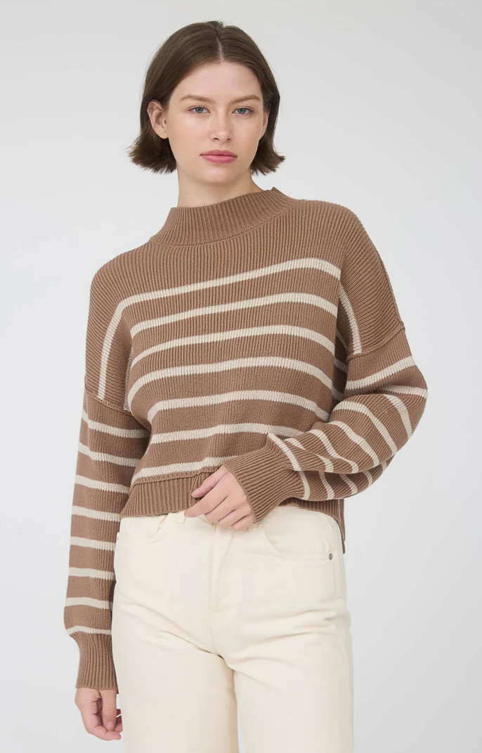 Stripe mock neck sweater