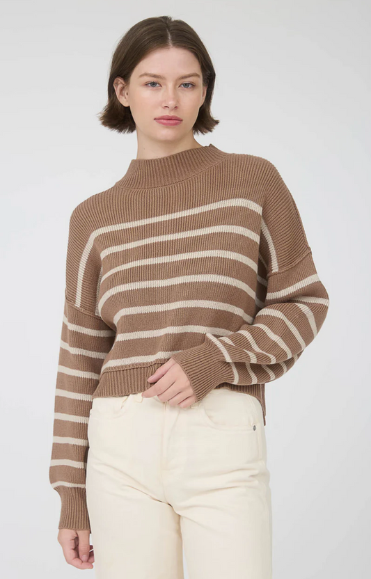 Stripe mock neck sweater