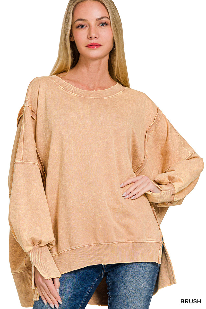 Acid Wash French Oversized Sweatshirt