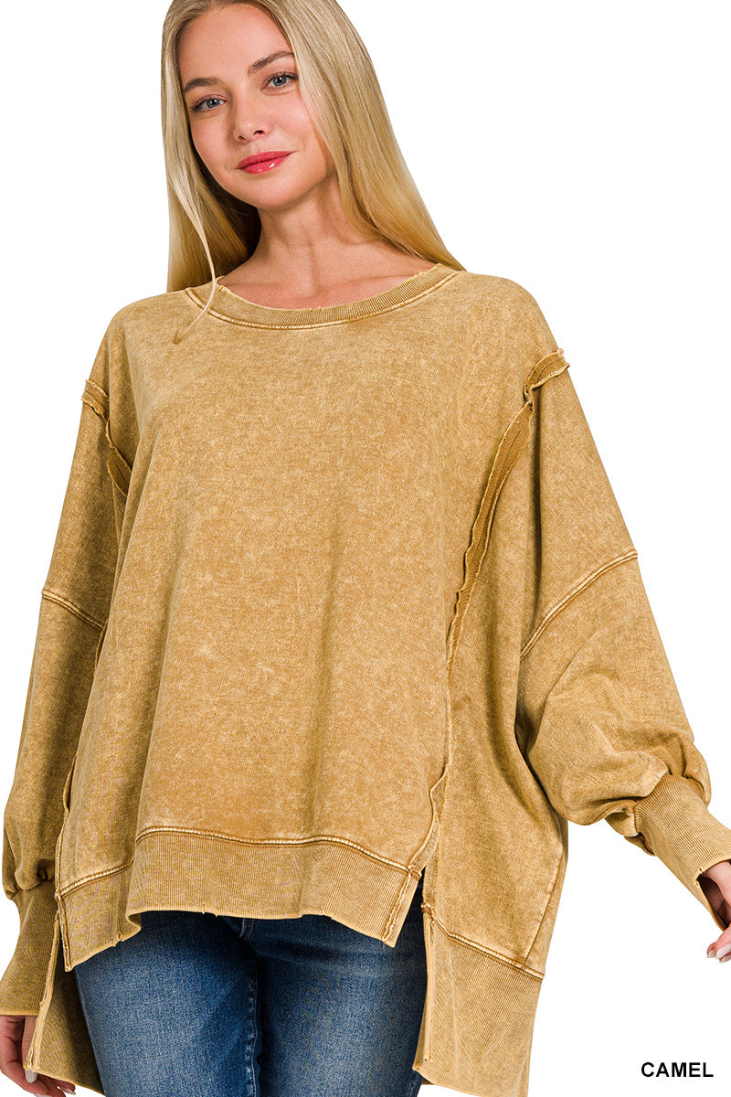 Acid Wash French Oversized Sweatshirt
