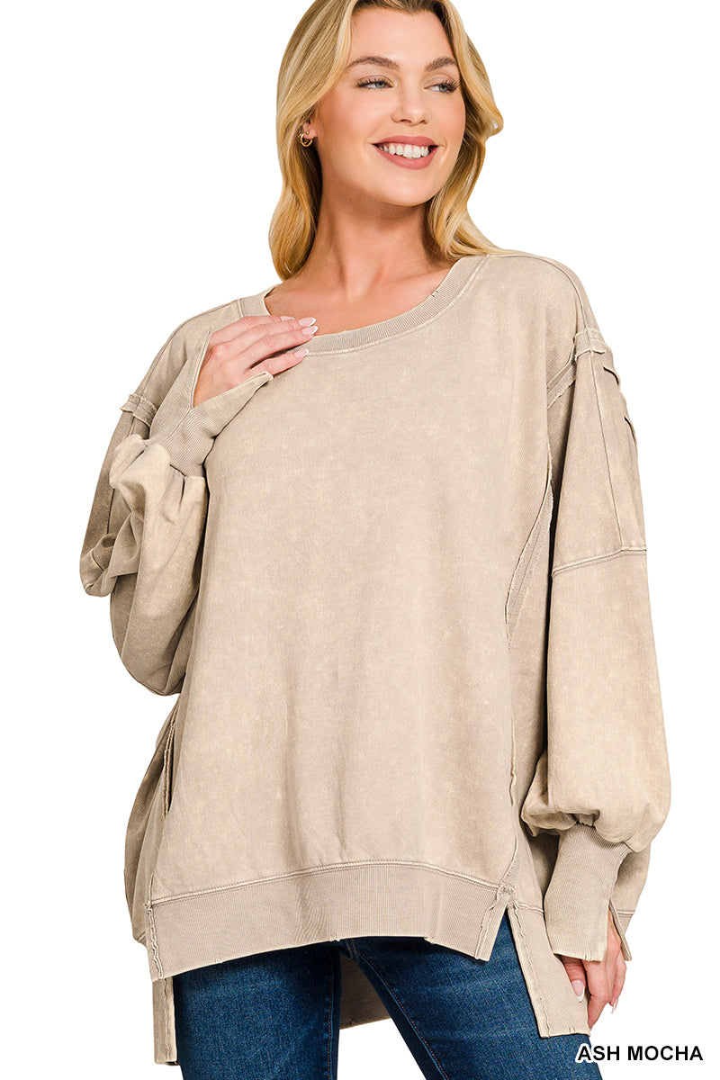 Acid Wash French Oversized Sweatshirt