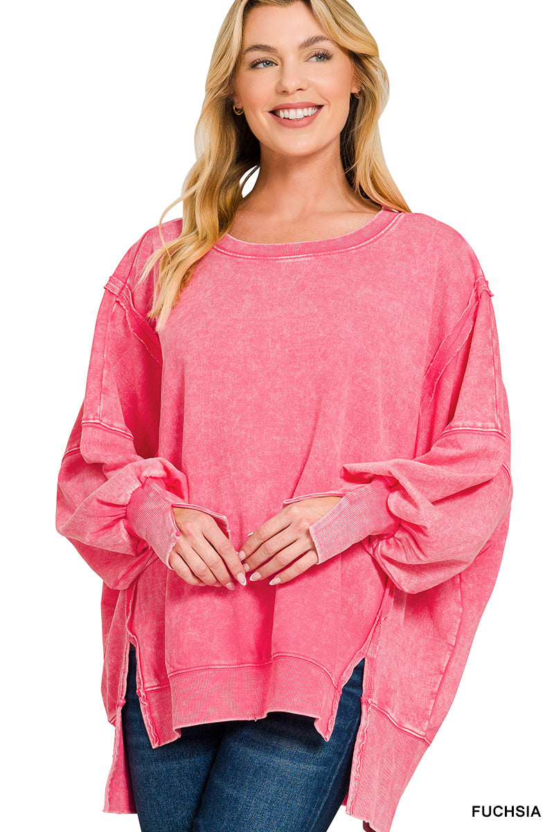 Acid Wash French Oversized Sweatshirt