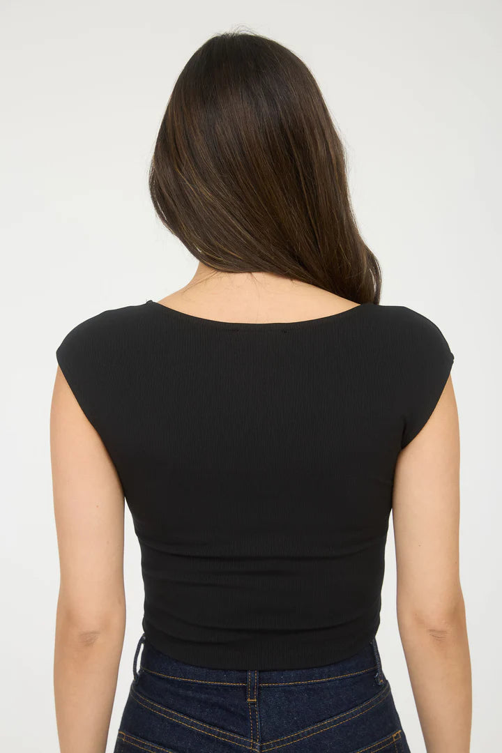 Back Tie Short Sleeve Sweater