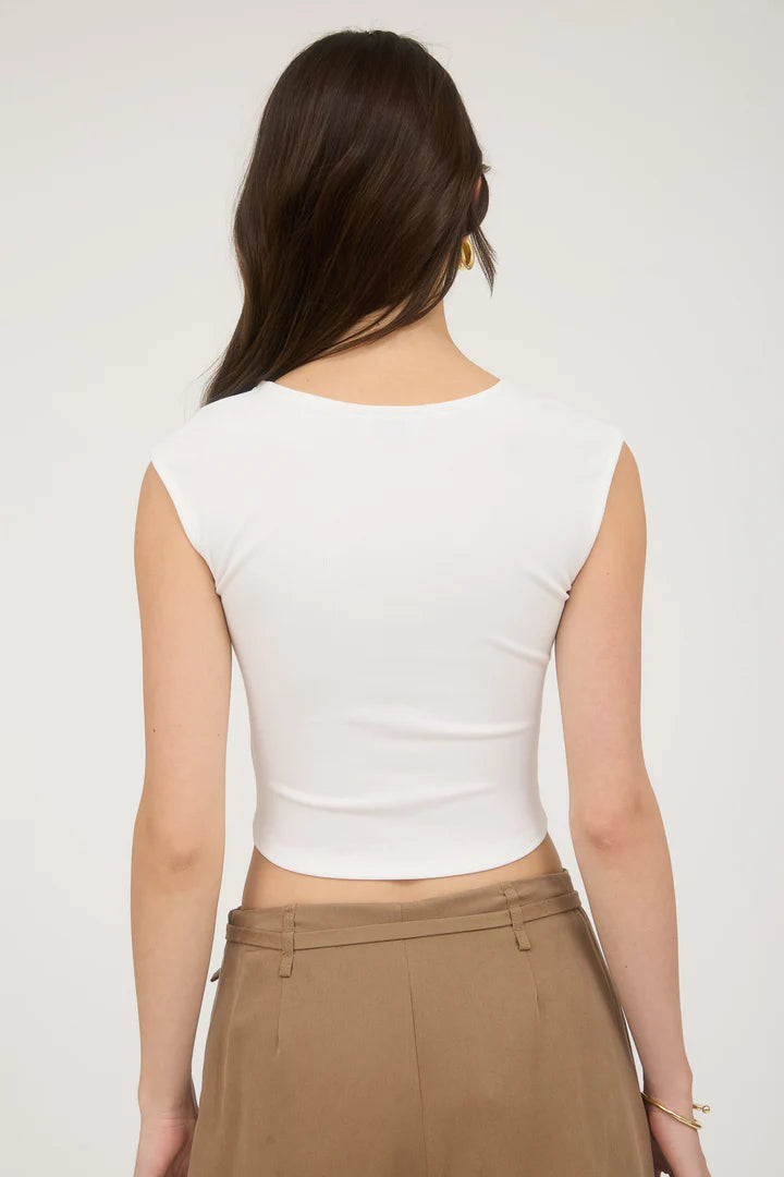 Back Tie Short Sleeve Sweater