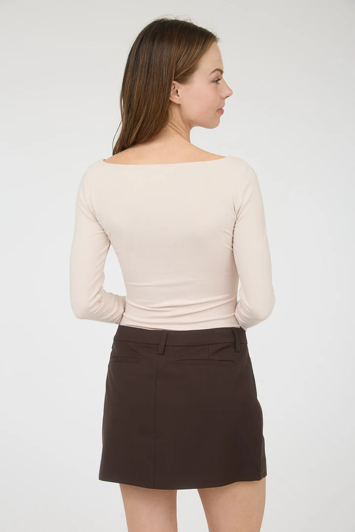 Boat Neck Long Sleeve Knit Top